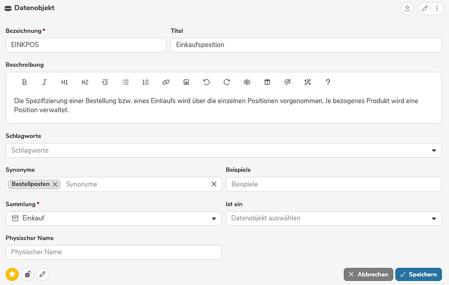 Datenobjekte | dataspot. Software Handbuch